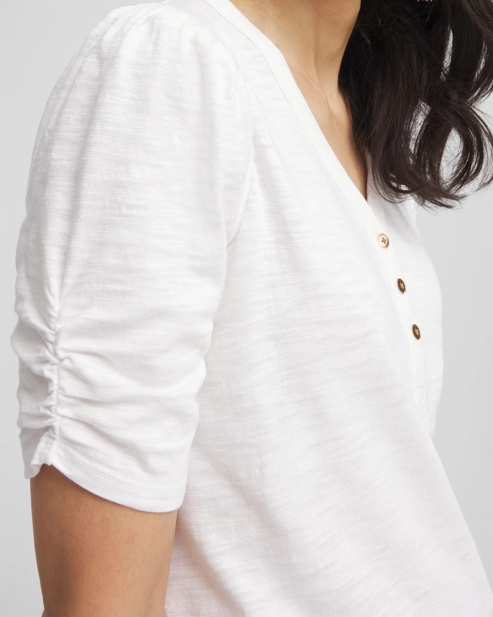 Shirred-Sleeve Henley Tee | Chico's